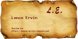 Lencs Ervin névjegykártya