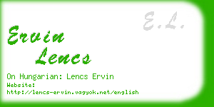 ervin lencs business card